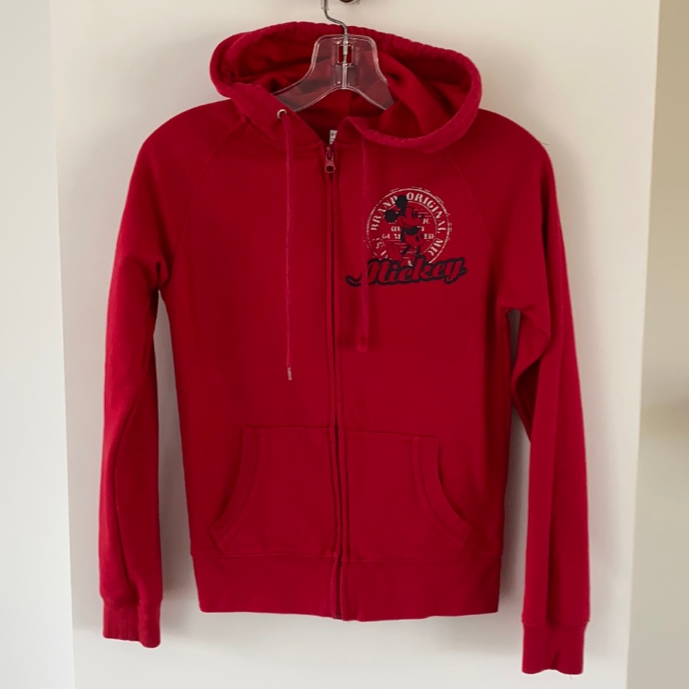 DISNEY Mickey Mouse red zipper hoodie XS/1 red